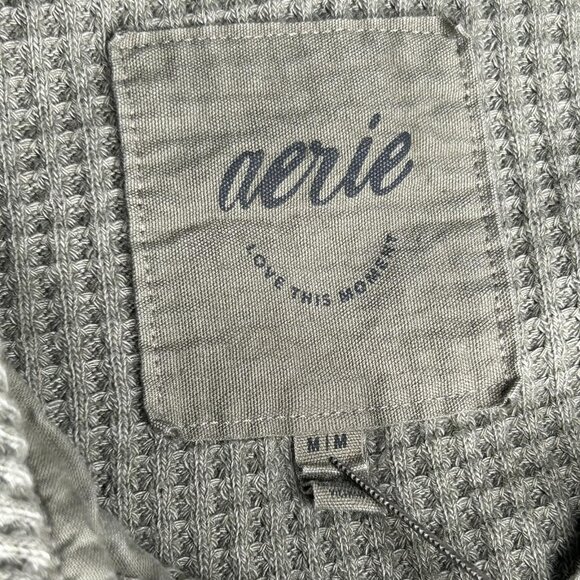 Aerie Lumberjane Shirt Womens M Sage Green Waffle Knit Button Front Shacket - Picture 4 of 12